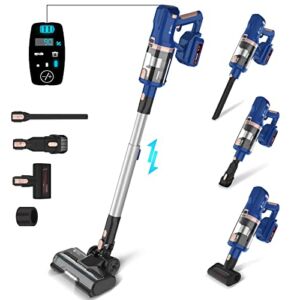UMLo Cordless Vacuum Cleaner, 300W 28Kpa Suction Stick Vacuum with LED Display, Up to 60min Runtime, 4000mAh Battery Cordless Vacuum, 8 in 1 Lightweight Vacuum for Pet Hair Carpet Hard Floor,V111 Plus