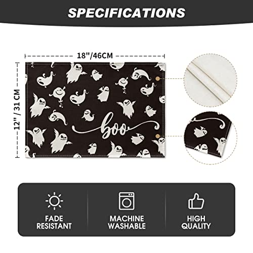 Artoid Mode Boo Black Halloween Placemats Set of 4, 12×18 Inch Ghosts Fall Table Mats for Outdoor Home Party Kitchen Dining Decoration | The Storepaperoomates Retail Market - Fast Affordable Shopping