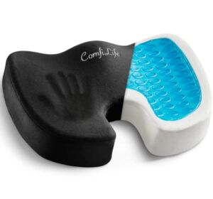 ComfiLife Gel Enhanced Seat Cushion – Non-Slip Orthopedic Gel & Memory Foam Coccyx Cushion for Tailbone Pain – Office Chair Car Seat Cushion – Sciatica & Back Pain Relief (Black)