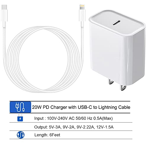 [Apple MFi Certified] iPhone Fast Charger, 20W USB C Power Delivery Wall Charger Plug with 6ft Type C to Lightning Cable Quick Charging Data Sync Cord for iPhone 13 12 11 Pro Max Mini Xs Xr X 8 iPad | The Storepaperoomates Retail Market - Fast Affordable Shopping