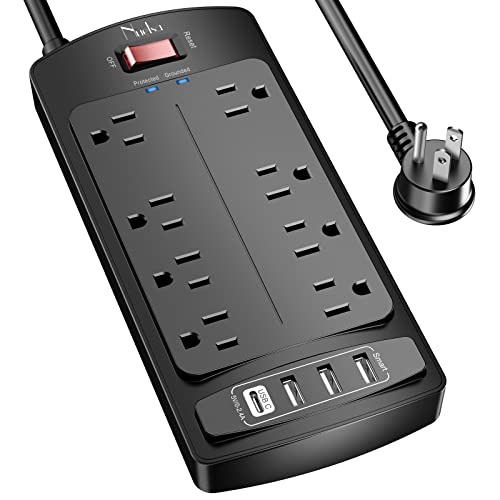 Surge Protector Power Strip , Nuetsa Extension Cord with 8 Outlets and 4 USB Ports, 6 Feet Power Cord (1625W/13A) , 2700 Joules, ETL Listed, Black | The Storepaperoomates Retail Market - Fast Affordable Shopping