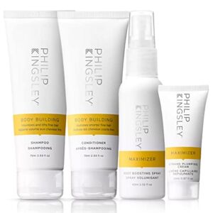Philip Kingsley Body-Building Volumizing Hair Products Set – Shampoo, Conditioner, Root Boosting Volumizer Spray and Hair Plumping Volume Cream for Lifting Fine, Limp, Flat, Flyaway Hair