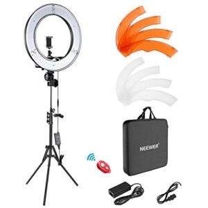 Neewer Ring Light Kit:18″/48cm Outer 55W 5500K Dimmable LED Ring Light, Light Stand, Carrying Bag for Camera,Smartphone,YouTube,TikTok,Self-Portrait Shooting, Black, Model:10088612