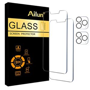 Ailun 2 Pack Screen Protector for iPhone 13 Pro Max [6.7 inch] Display 2021 with 2 Pack Tempered Glass Camera Lens Protector,[9H Hardness]-HD Case Friendly