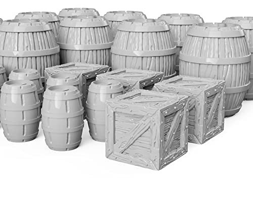 3DEGOS Barrels and Crates Set DND Terrain 28mm for Dungeons and Dragons, D&D, Pathfinder, Warhammer 40k, RPG, Miniatures, Age of Sigmar, Tabletop, D and D, Dungeons and Dragons Gifts | The Storepaperoomates Retail Market - Fast Affordable Shopping