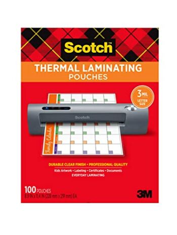 Scotch Thermal Laminating Pouches, 100 Count-Pack of 1, 8.9 x 11.4 Inches, Letter Size Sheets (TP3854-100) | The Storepaperoomates Retail Market - Fast Affordable Shopping