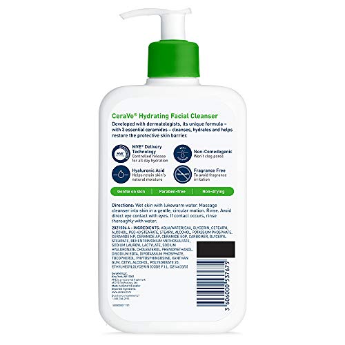 CeraVe Hydrating Facial Cleanser | Moisturizing Non-Foaming Face Wash with Hyaluronic Acid, Ceramides and Glycerin | Fragrance Free Paraben Free | 16 Fluid Ounce | The Storepaperoomates Retail Market - Fast Affordable Shopping