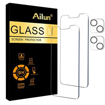 Ailun 2 Pack Screen Protector for iPhone 13 [6.1 inch Display]with 2 Pack Tempered Glass Camera Lens Protector,[9H Hardness]-HD | The Storepaperoomates Retail Market - Fast Affordable Shopping