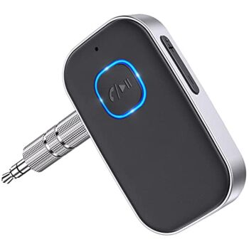 COMSOON Bluetooth 5.0 Receiver for Car, Noise Cancelling Bluetooth AUX Adapter, Bluetooth Music Receiver for Home Stereo/Wired Headphones/Hands-Free Call,16H Battery Life-Black+Silver | The Storepaperoomates Retail Market - Fast Affordable Shopping