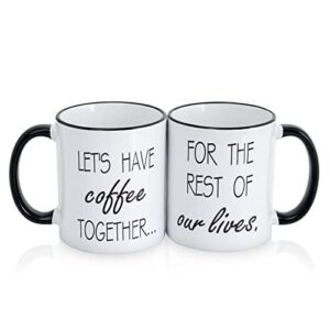 Mustry Couple Mugs Set for Him and Her, Ideal Gift for Coffee Lover on Any Occasions Like Engagement, Anniversary and Wedding