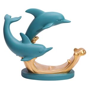 Resin Decorative Room Material Gifts Decoration Desktop Dolphin for Unique Desk Creative Suitable Desktop Ornament Crate and Barrel Christmas Decorations (Green, One Size)
