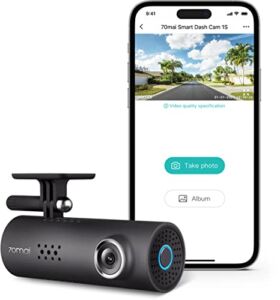 70mai Smart Dash Cam 1S, 1080P Full HD, Smart Dash Camera for Cars, Sony IMX307, Built-in G-Sensor, WDR, Powerful Night Vision