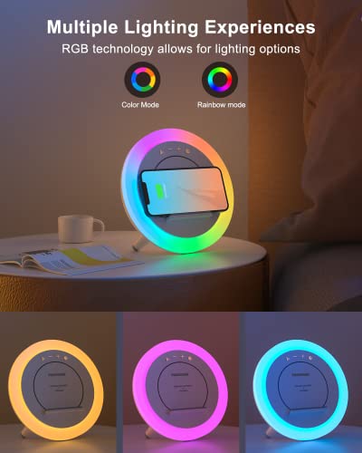 Bluetooth Speaker with Lights, Wireless Charging Speaker, Dimmable Multi-Color Modern Night Lamp, Applicable for Bedroom/Teen Girl Gifts (5W Wireless Charging) | The Storepaperoomates Retail Market - Fast Affordable Shopping