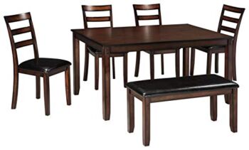 Signature Design by Ashley Coviar 6 Piece Dining Set, Includes Table, 4 Chairs & Bench, Dark Brown | The Storepaperoomates Retail Market - Fast Affordable Shopping