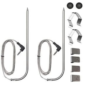 2 Pack Replacement Meat Probe for Masterbuilt Gravity Series 560/800/1050 XL Digital Charcoal Grill +Smoker, Temperature Probe Replacement with 2 Clip Holders, 2 Gormmets and 4 Numbered Tags