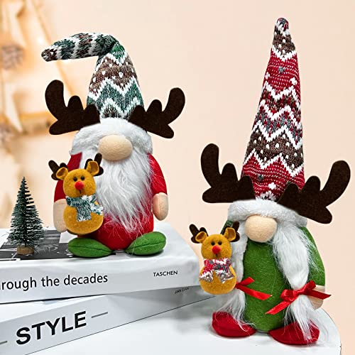 TURNMEON 2 Pack Lighted Reindeer Gnomes Christmas Home Decorations with Red Green Lights, Christmas Decor Indoor Fireplace Tabletop Party Ornaments 13” Plush Doll Holiday Toys Present Gifts | The Storepaperoomates Retail Market - Fast Affordable Shopping