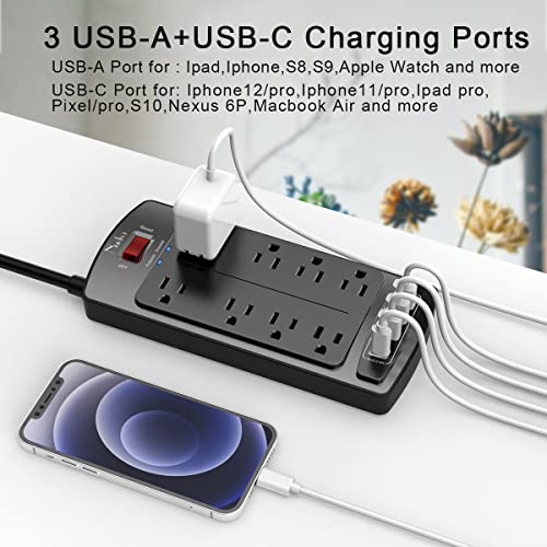 Surge Protector Power Strip , Nuetsa Extension Cord with 8 Outlets and 4 USB Ports, 6 Feet Power Cord (1625W/13A) , 2700 Joules, ETL Listed, Black | The Storepaperoomates Retail Market - Fast Affordable Shopping