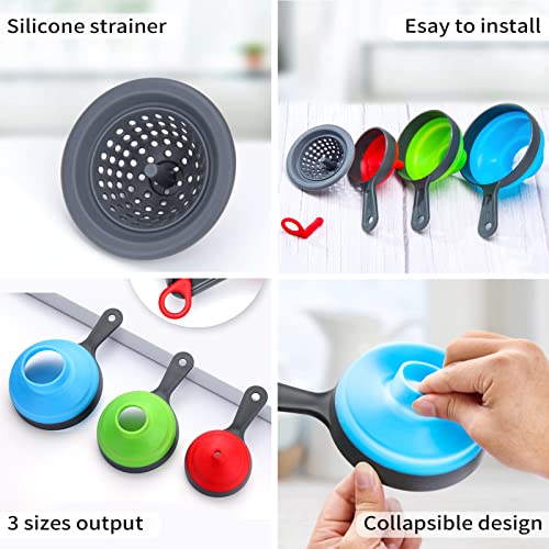 Funnel with Strainer for Kitchen Use, Dokpod Funnels for Filling Bottles, Wide Mouth Canning Funnel, Funnel with Filter, Collapsible Kitchen Funnel, Silicone Funnel | The Storepaperoomates Retail Market - Fast Affordable Shopping