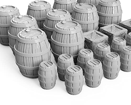 3DEGOS Barrels and Crates Set DND Terrain 28mm for Dungeons and Dragons, D&D, Pathfinder, Warhammer 40k, RPG, Miniatures, Age of Sigmar, Tabletop, D and D, Dungeons and Dragons Gifts | The Storepaperoomates Retail Market - Fast Affordable Shopping