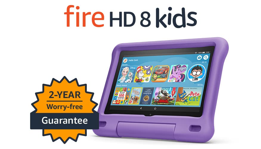 Fire HD 8 Kids tablet, 8″ HD display, ages 3-7, 32 GB, includes a 1-year subscription to Amazon Kids+ content, Purple Kid-Proof Case, (2020 release) | The Storepaperoomates Retail Market - Fast Affordable Shopping