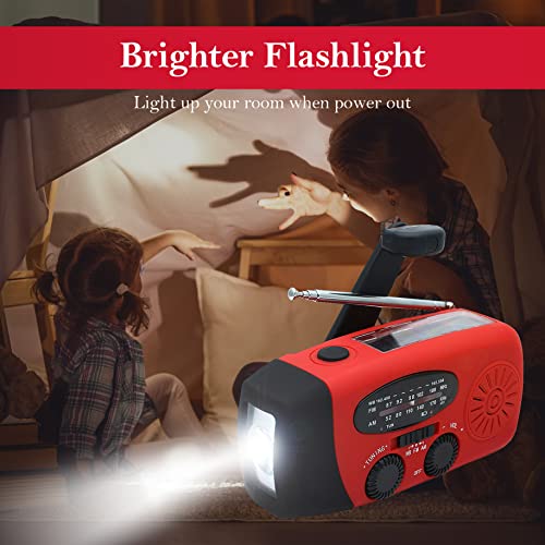 Emergency Hand Crank Radio with LED Flashlight for Emergency, AM/FM NOAA Portable Weather Radio with 2000mAh Power Bank Phone Charger, USB Charged & Solar Power for Camping, Emergency | The Storepaperoomates Retail Market - Fast Affordable Shopping