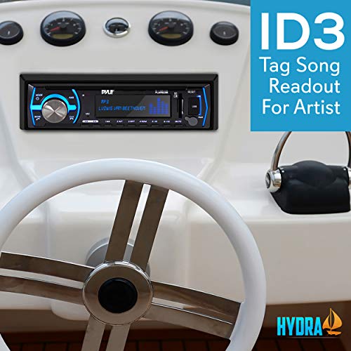 Pyle Marine Bluetooth Stereo Radio – 12v Single DIN Style Boat In dash Radio Receiver System with Built-in Mic, Digital LCD, RCA, MP3, USB, SD, AM FM Radio – Remote Control – PLMRB29B (Black) | The Storepaperoomates Retail Market - Fast Affordable Shopping