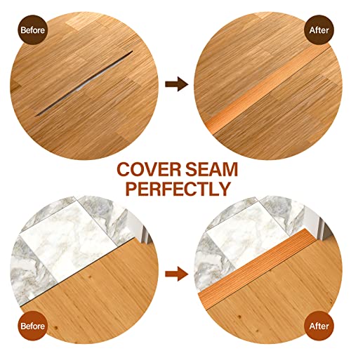 6.56Ft Vinly Floor Transition Strip Self Adhesive,Rubber Threshold Strip 1.97” Width for Doorway,Laminate Flooring Gap Coverage Strip Divider DIY Installation,Wood Grain Look(Brown) | The Storepaperoomates Retail Market - Fast Affordable Shopping