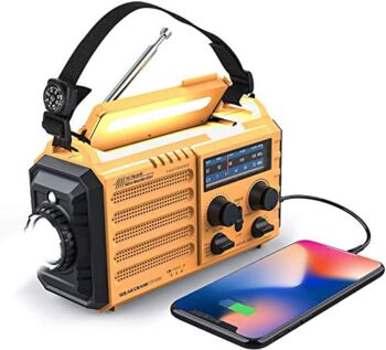 Weather Radio Raynic 5000 Solar Hand Crank Emergency Radio 5 Ways Powered AM/FM/SW/NOAA Weather Alert Portable Radio with Flashlight, Reading Lamp (Yellow) | The Storepaperoomates Retail Market - Fast Affordable Shopping