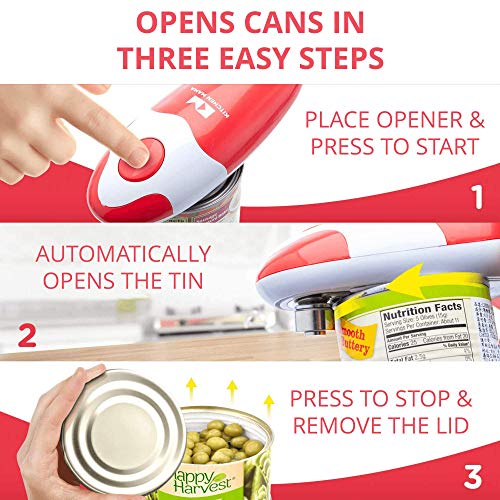 Kitchen Mama Electric Can Opener: Open Your Cans with A Simple Push of Button – Smooth Edge, Food-Safe and Battery Operated Handheld Can Opener(Red) | The Storepaperoomates Retail Market - Fast Affordable Shopping