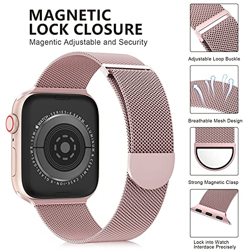 🌈🌈🌈OULUOQI for Apple Watch Band Series Ultra SE 8 7 6 5 4 3 2 1 38mm 40mm 41mm 42mm 44mm 45mm 49mm Women and Men, Stainless Steel Mesh Loop Magnetic Clasp Replacement for iWatch Band ( 38mm/40mm/41mm Rose Gold） | The Storepaperoomates Retail Market - Fast Affordable Shopping