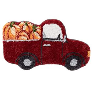 The Lakeside Collection Holiday Shaped Rug – Seasonal Accent Rug for Home Decoration – Red Truck