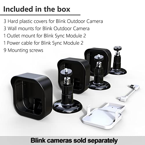 All-New Blink Outdoor Camera Housing and Mounting Bracket, 3 Pack Protective Cover and 360 Degree Adjustable Mount with Blink Sync Module Outlet Mount for Blink Camera Security System (Black) | The Storepaperoomates Retail Market - Fast Affordable Shopping