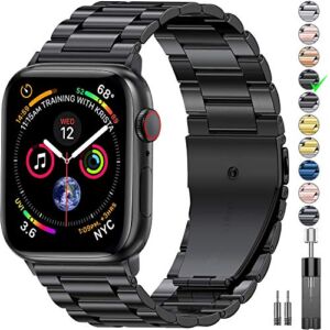 EPULY Compatible with Apple Watch Band 49mm 45mm 44mm 42mm 41mm 40mm 38mm, Business Stainless Steel Metal Watchband for iWatch Strap Ultra SE Series 8 7 6 5 4 3 2 1 Men (Black, 49mm 45mm 44mm 42mm)