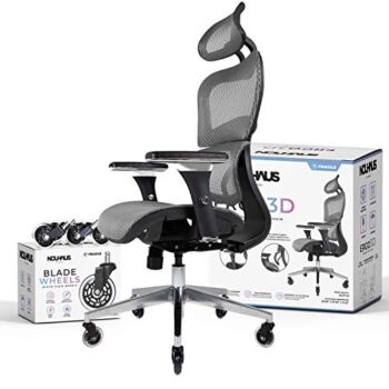 NOUHAUS Ergo3D Ergonomic Office Chair – Rolling Desk Chair with 4D Adjustable Armrest, 3D Lumbar Support and Blade Wheels – Mesh Computer Chair, Office Chairs, Executive Swivel Chair (Grey) | The Storepaperoomates Retail Market - Fast Affordable Shopping