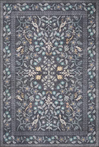 Rifle Paper Co. x Loloi Maison Collection MAO-01 Nightingale Black 18″ x 18″ Sample Rug | The Storepaperoomates Retail Market - Fast Affordable Shopping