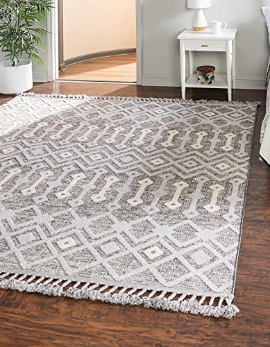 Unique Loom Arlo Collection Area Rug – Lenny (Square 9′ 10″ x 9′ 10″, Gray/ Ivory) | The Storepaperoomates Retail Market - Fast Affordable Shopping