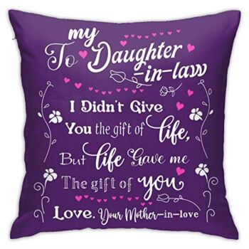 Gifts for Daughter In Law from Mother In Law On Wedding, Birthday, Thanksgiving, Christmas – Daughter In-Law Gift Ideas – Gifts for Future Daughter In Law – Throw Pillow Covers 18 x 18 inches (Purple) | The Storepaperoomates Retail Market - Fast Affordable Shopping