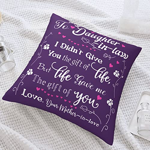 Gifts for Daughter In Law from Mother In Law On Wedding, Birthday, Thanksgiving, Christmas – Daughter In-Law Gift Ideas – Gifts for Future Daughter In Law – Throw Pillow Covers 18 x 18 inches (Purple) | The Storepaperoomates Retail Market - Fast Affordable Shopping