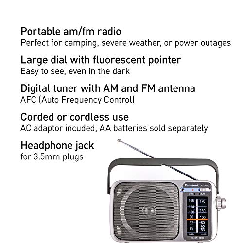 Panasonic Portable AM / FM Radio, Battery Operated Analog Radio, AC Powered, Silver (RF-2400D) | The Storepaperoomates Retail Market - Fast Affordable Shopping
