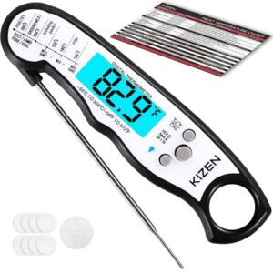 KIZEN Digital Meat Thermometer – Home Gadgets & Kitchen Gifts – Wireless Probe – Waterproof Instant Read Thermometer for Cooking Food, Baking, Liquids, Candy, Grilling BBQ & Air Fryer – Black/White