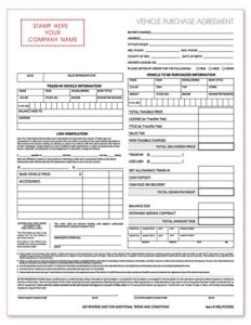 Used Vehicle Automotive Bill of Sale Purchase Agreement (2 Part)