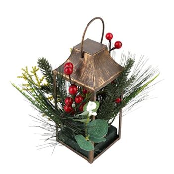 Artificial Decorative Plants Metal Pot Plastic Fake Flowers with Pinecone Red Berries Shelf Decor Accents for Home Office Kitchen Table Windowsill Farmhouse Xmas Wedding Holiday Party, Bronze, FESDOS | The Storepaperoomates Retail Market - Fast Affordable Shopping