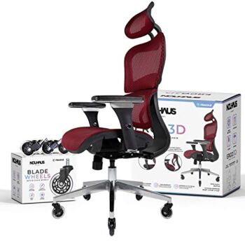 NOUHAUS Ergo3D Ergonomic Office Chair – Rolling Desk Chair with 4D Adjustable Armrest, 3D Lumbar Support and Blade Wheels – Mesh Computer Chair, Office Chairs, Executive Swivel Chair (Burgundy) | The Storepaperoomates Retail Market - Fast Affordable Shopping