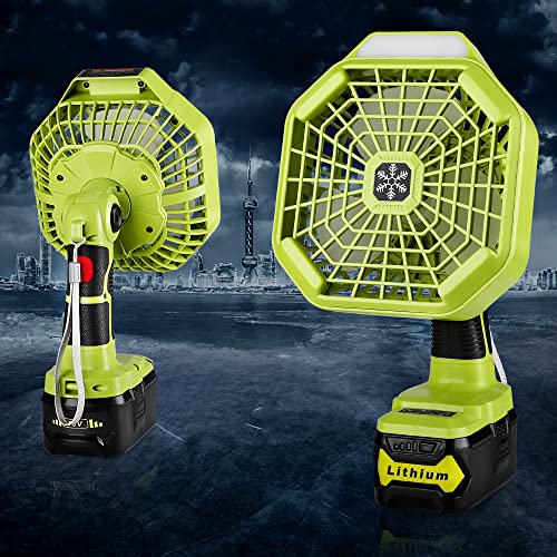 Camping Fan for Ryobi, 1800CFM Portable Fan with 180LM LED Lantern, Remote Control, Powered by Ryobi ONE+ 18V Li-ion Ni-Cad Ni-Mh Battery, Battery Operated Outdoor Fan for Tent, Travel, Summer Gift | The Storepaperoomates Retail Market - Fast Affordable Shopping