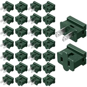 30 Pieces Christmas Spt-1 Vampire Plugs Female Slip Plugs Male Spt-1 Slip Plug Zip Electrical Plug Tail Plug End Plug Adapter for Xmas Halloween Holiday Party, Green