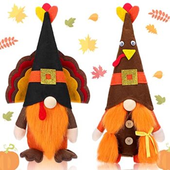2 Pcs Turkey Fall Gnome Plush Large Thanksgiving Gnomes Fall Home Decor Handmade Swedish Tomte Gnome Gifts with Turkey Hat Couple Scandinavian Figurine Doll for Thanksgiving Holiday Decorations | The Storepaperoomates Retail Market - Fast Affordable Shopping