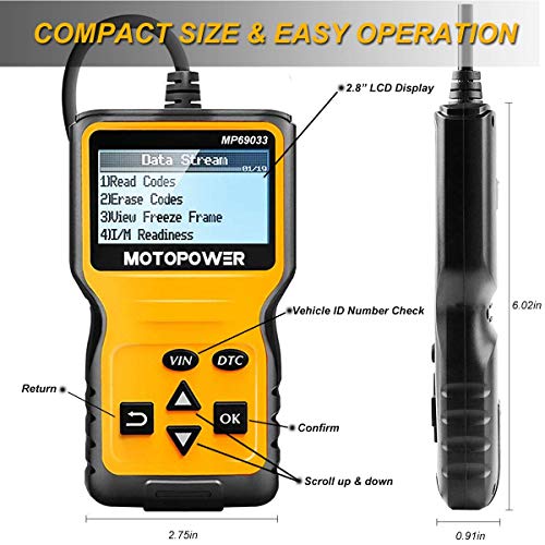 MOTOPOWER MP69033 Car OBD2 Scanner Code Reader Engine Fault Code Reader Scanner CAN Diagnostic Scan Tool for All OBD II Protocol Cars Since 1996, Yellow | The Storepaperoomates Retail Market - Fast Affordable Shopping