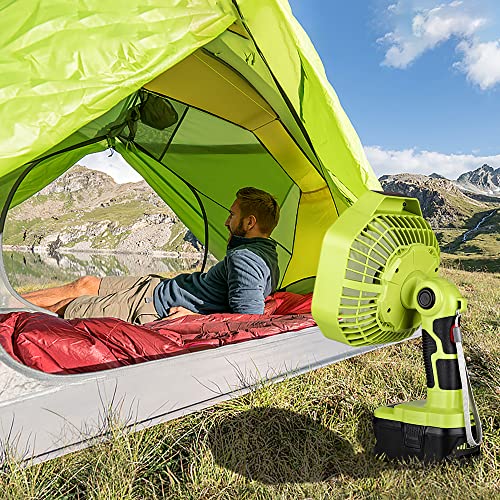 Camping Fan for Ryobi, 1800CFM Portable Fan with 180LM LED Lantern, Remote Control, Powered by Ryobi ONE+ 18V Li-ion Ni-Cad Ni-Mh Battery, Battery Operated Outdoor Fan for Tent, Travel, Summer Gift | The Storepaperoomates Retail Market - Fast Affordable Shopping