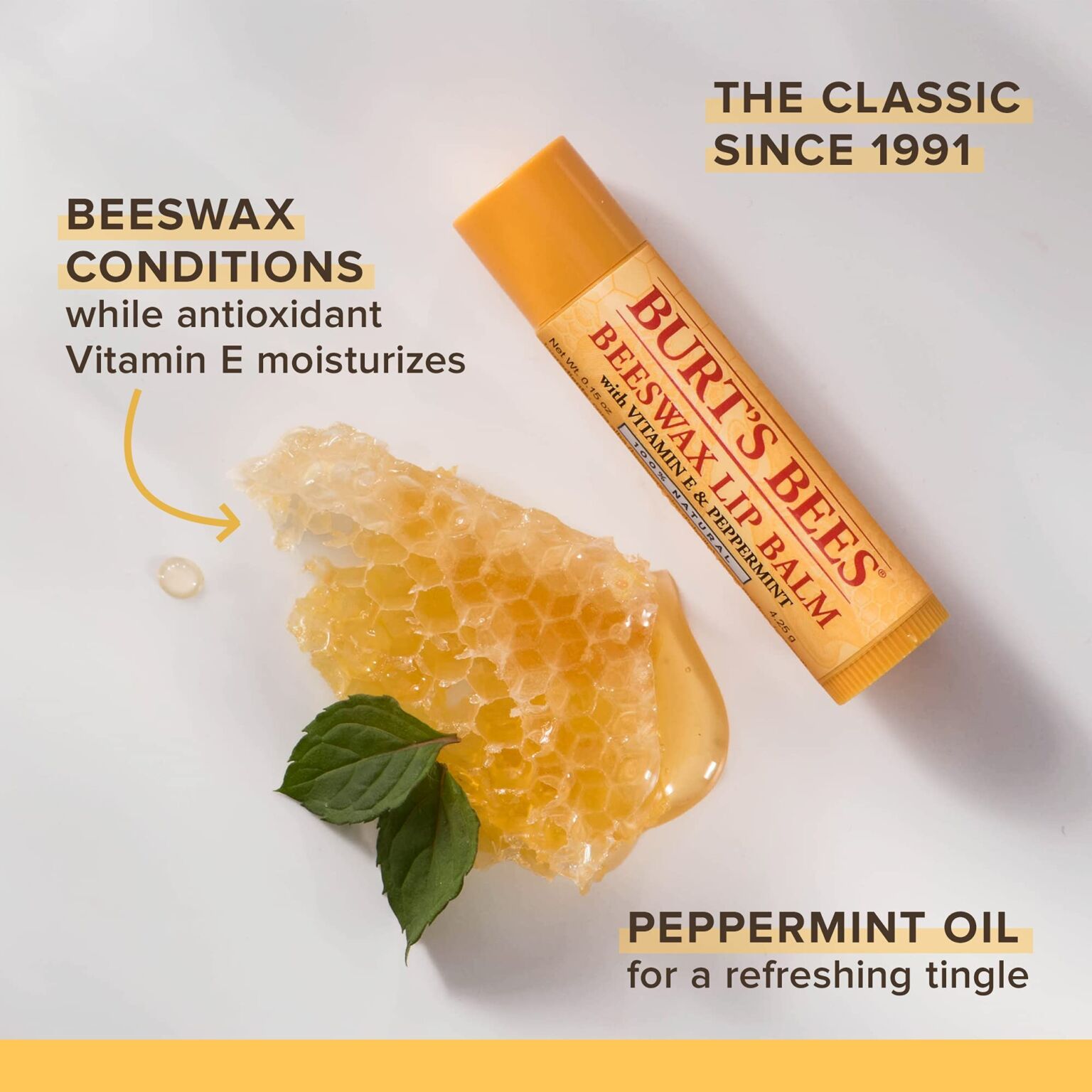 Burt’s Bees Lip Balm Stocking Stuffer, Moisturizing Lip Care Holiday Gift, 100% Natural, Original Beeswax with Vitamin E & Peppermint Oil (4 Pack) | The Storepaperoomates Retail Market - Fast Affordable Shopping