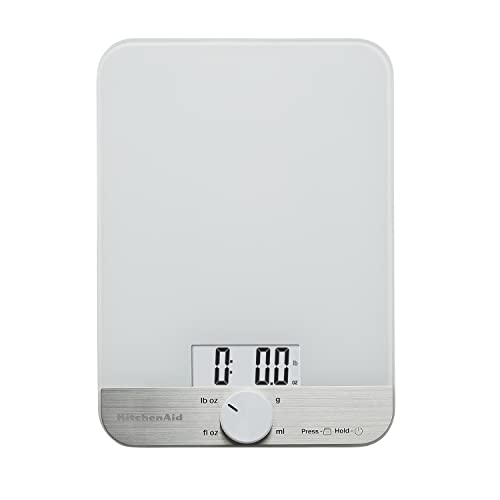 KitchenAid KQ908 Glass Surface 11 Pound Capacity Digital Kitchen and Food Scale, White | The Storepaperoomates Retail Market - Fast Affordable Shopping